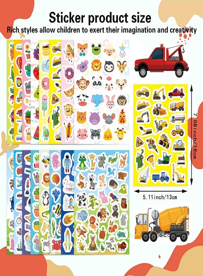 DUJAA 32 Sheets Stickers for Kids, 850 PCS + Cute Stickers Variety Pack for Kids, 16 Different Theme with Sea, Animal, Food, Dessert, Space, Fruit, Flowers, Cars and More - Image 2